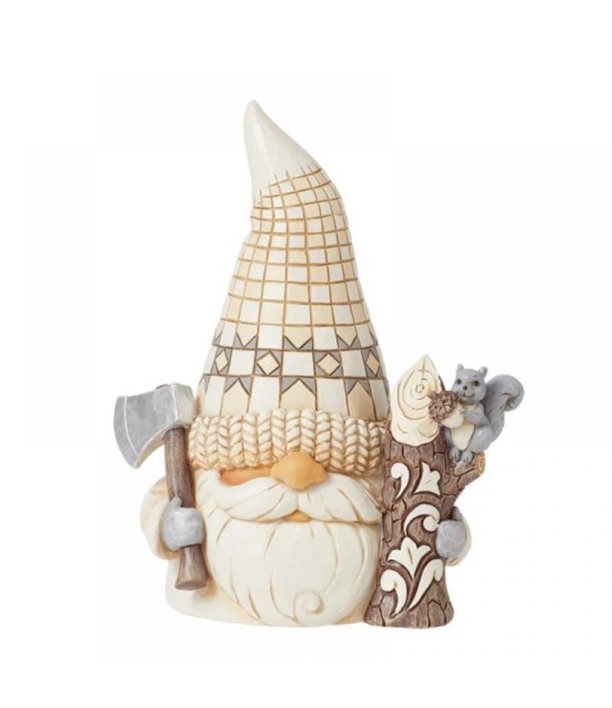 White Woodland Lumberjack Gnome Figurine