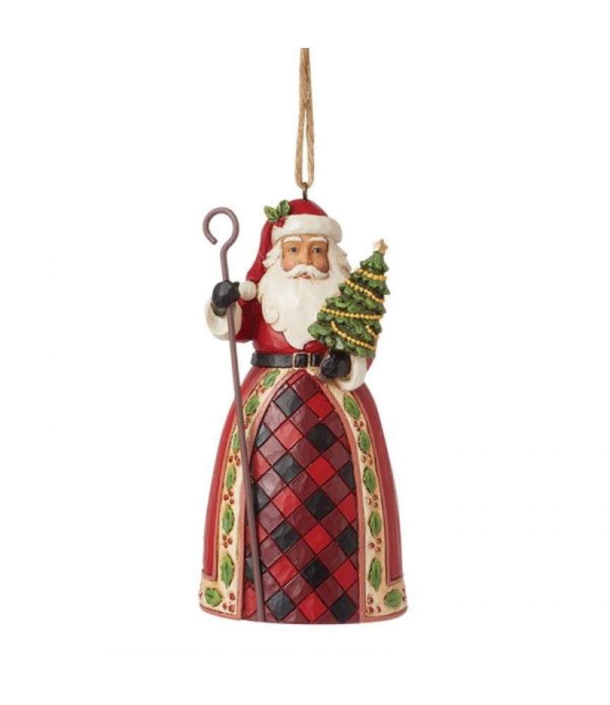 Santa with Tree & Cane Ornament
