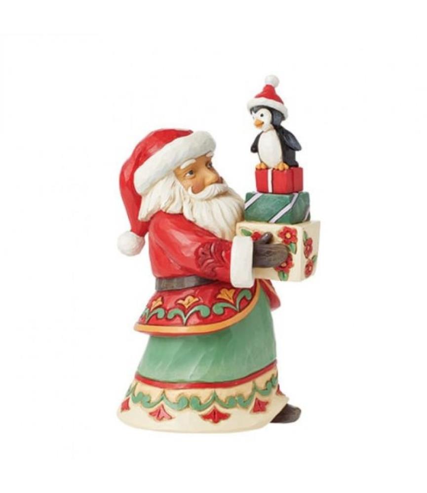 Santa with Gifts and Penguin Pint Size Figurine