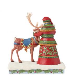 "My deer helper": Santa Standing with reindeer