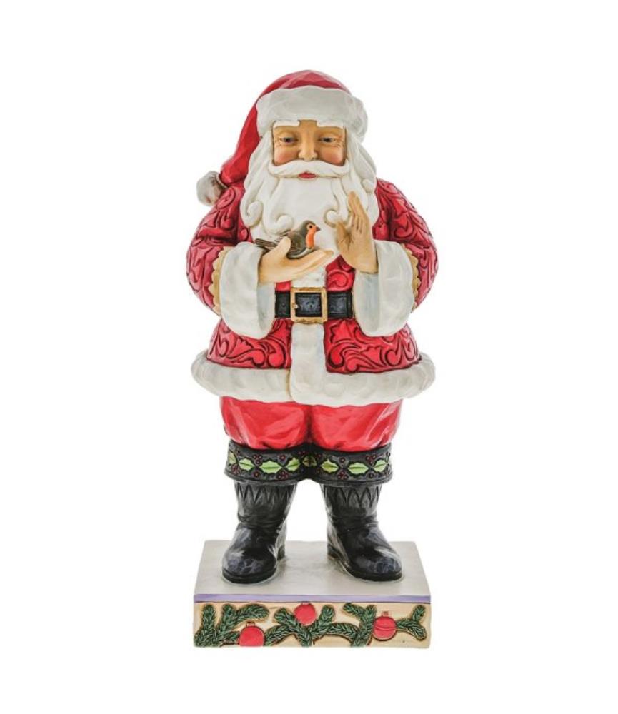 Santa with Robin in Hands Figurine