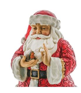 Santa with Robin in Hands Figurine