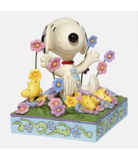 Snoopy in bed of Flowers Figurine