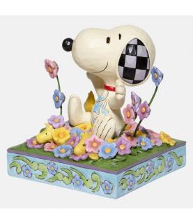 Snoopy in bed of Flowers Figurine