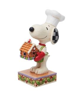 Snoopy Holding Gingerbread House Figurine