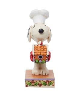 Snoopy Holding Gingerbread House Figurine