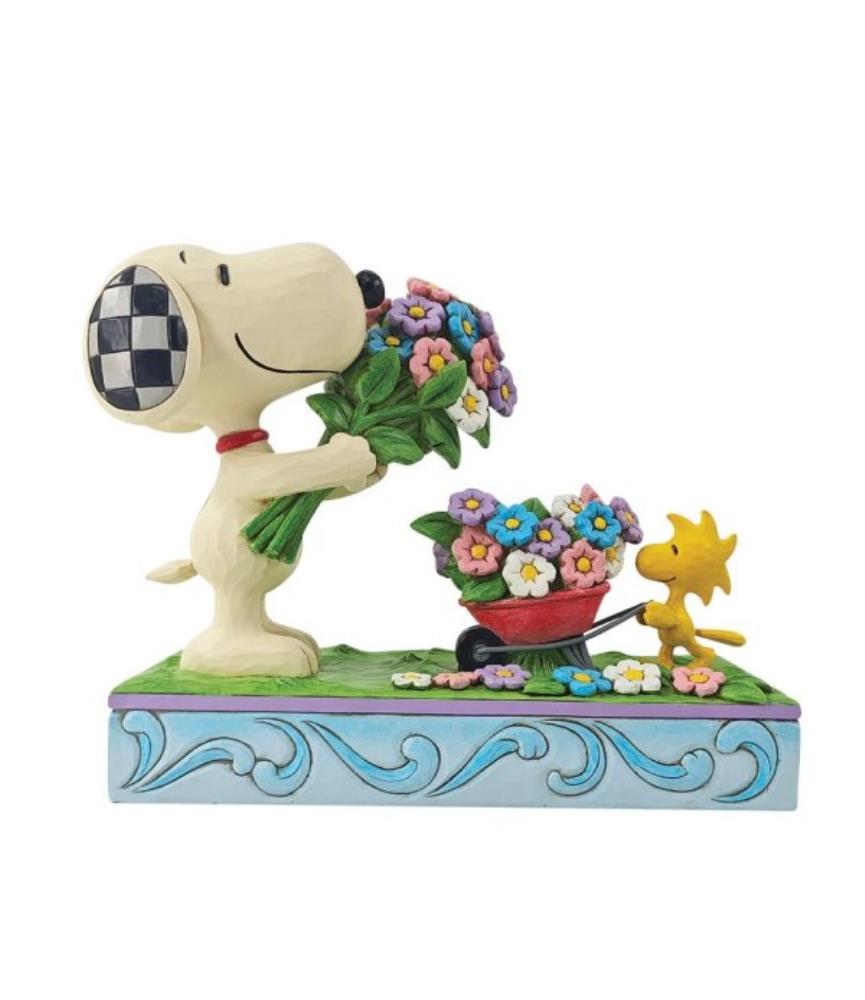 Snoopy and Woodstock Picking Flowers Figurine