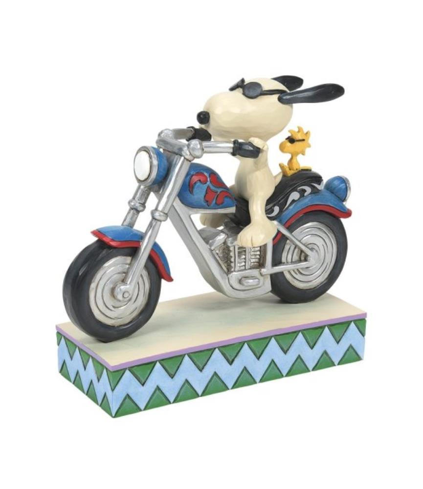 Snoopy and Woodstock Riding a Motorcycle Figurine