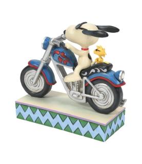 Snoopy and Woodstock Riding a Motorcycle Figurine