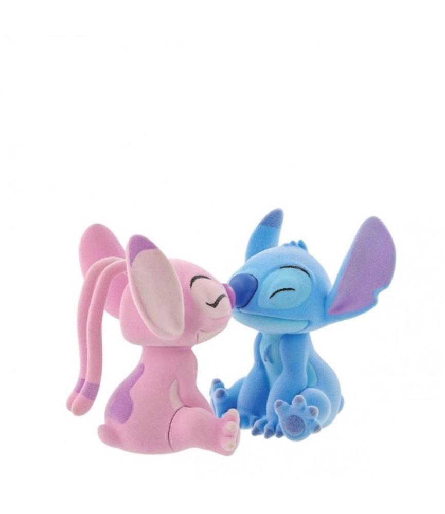 Flocked Kissing Stitch and Angel Figurines