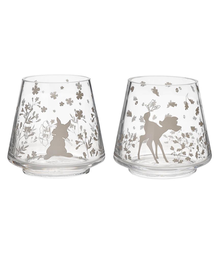 Bambi and Thumper Set of 2 Glass Candle Holders