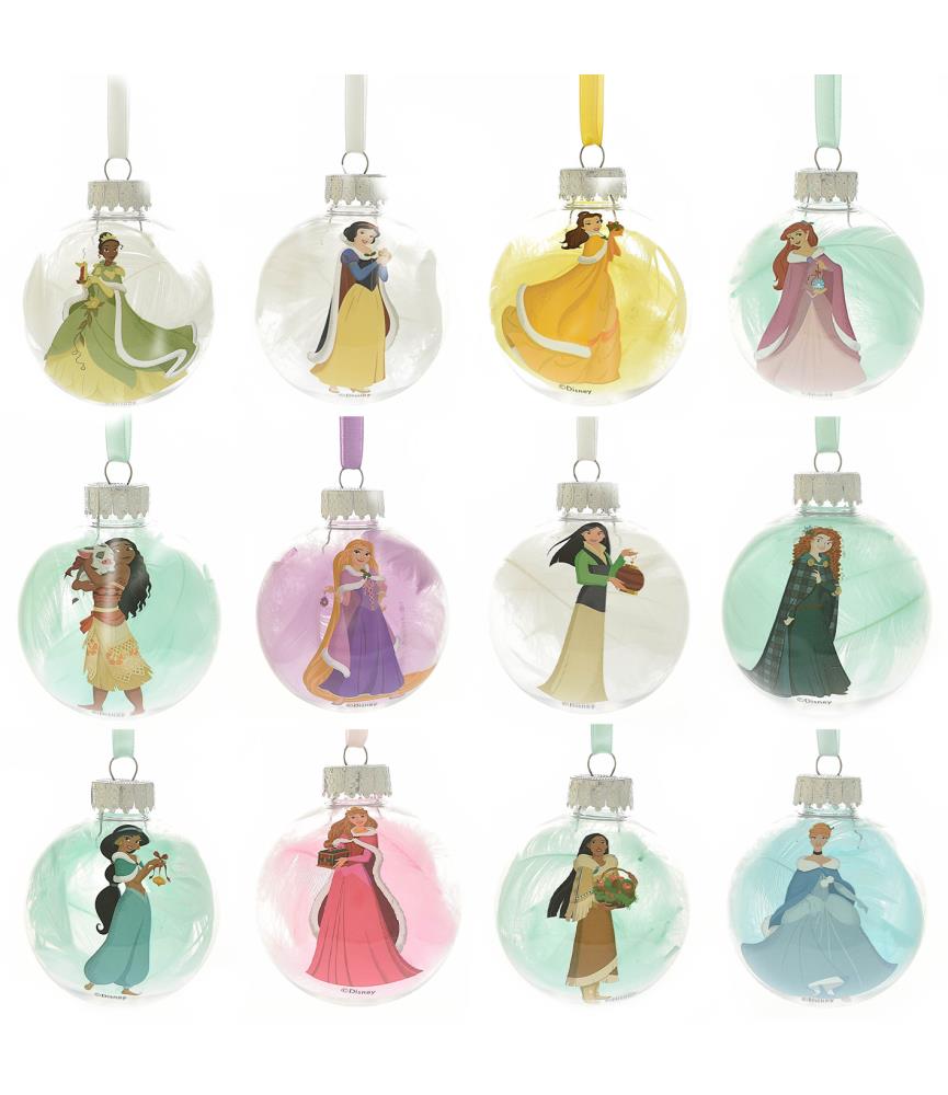 Set of 12 Feather Filled Princess Baubles