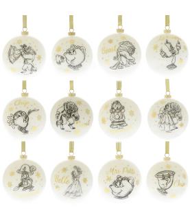 Set of 12 Acrylic Glitter Beauty and the Beast Baubles