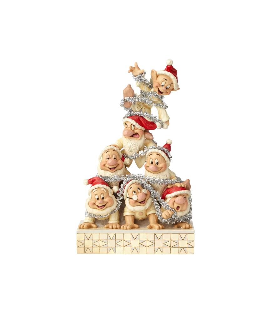 Precarious Pyramid: White Woodland Seven Dwarfs (Signed by Jim Shore)