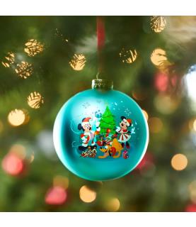 Mickey and Minnie Glass Festive Ornament