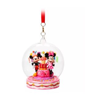 Mickey and Minnie Happy Birthday Globe Hanging Ornament