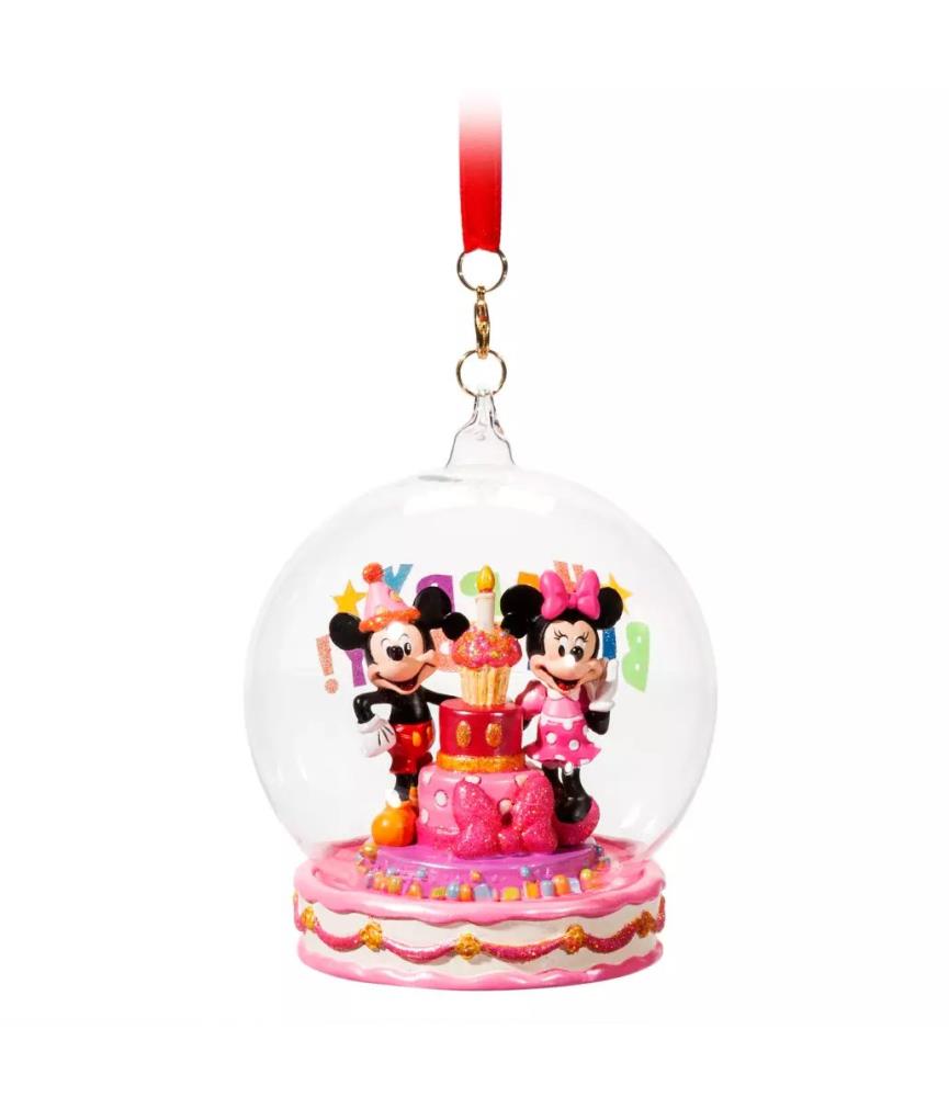 Mickey and Minnie Happy Birthday Globe Hanging Ornament