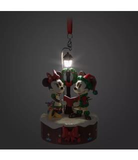 World Showcase Germany Mickey and Minnie Holiday Hanging Light-Up Ornament