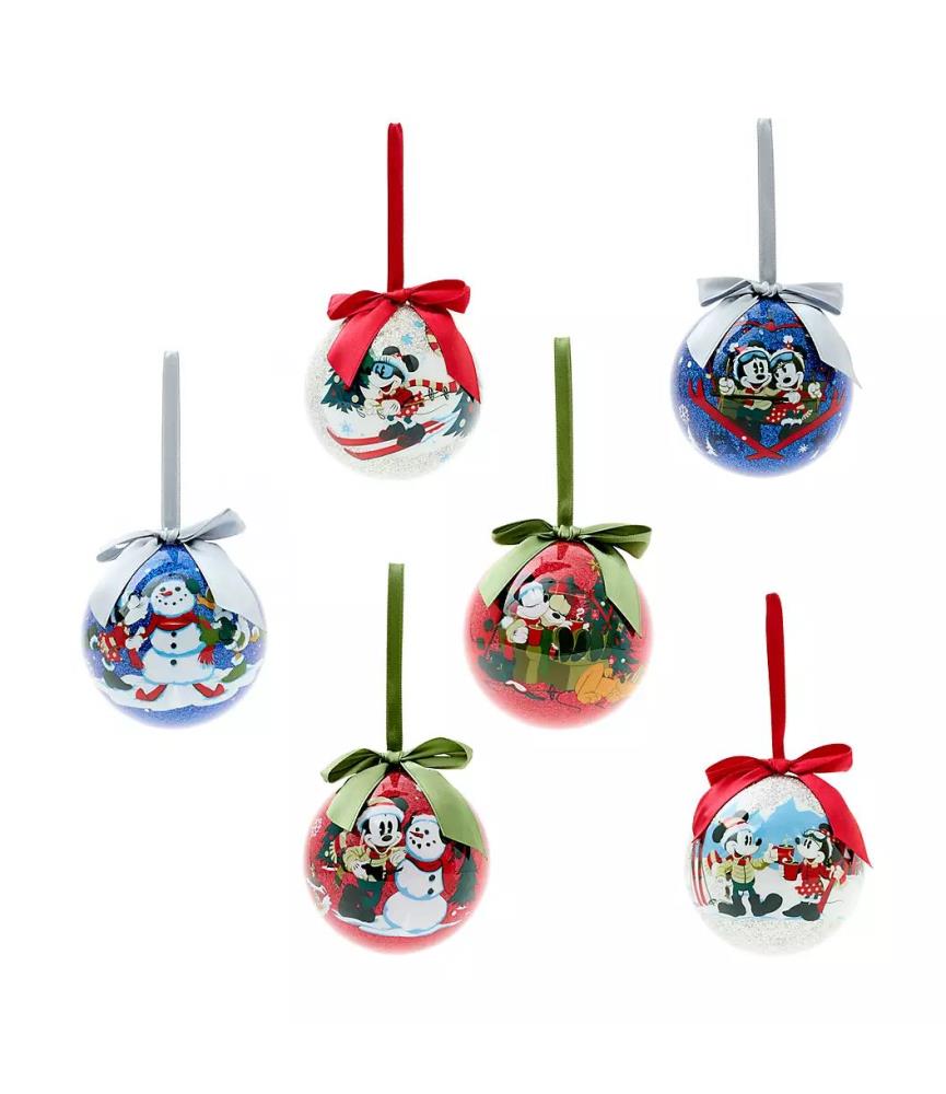 Mickey and Minnie Mouse Christmas Baubles, Set of 6